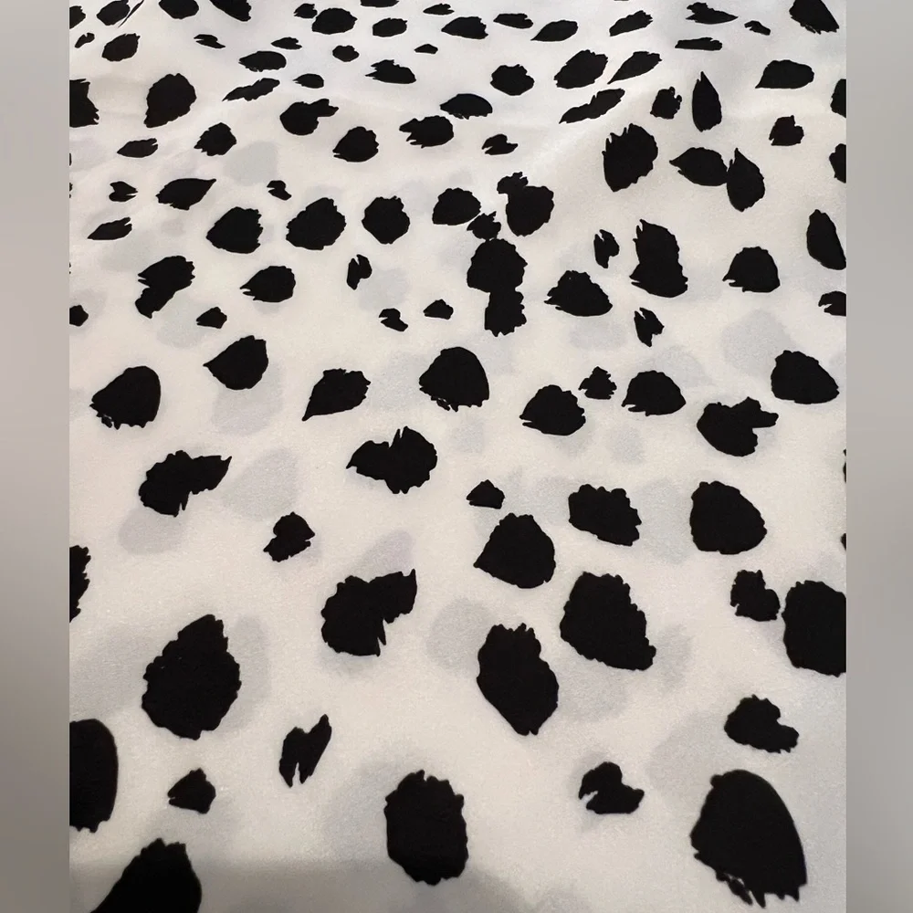 HATCH Midi Dress L Black White Spot Print Spaghetti Strap V-Neck Slit - Picture 6 of 13